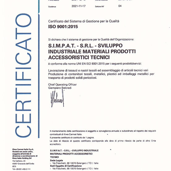 Certificazioni - Simpat Srl